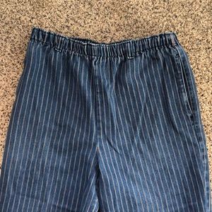 Stretchy Denim Pants with Rainbow Stripes